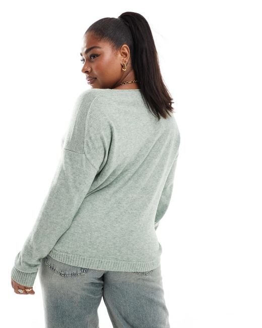 ONLY Green V-neck Jumper