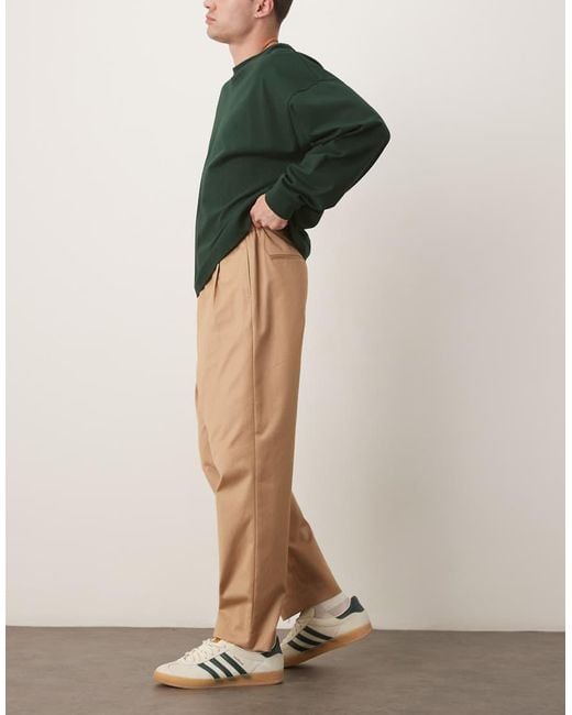 Pantalones Chinos De Vestir De Corte Tapered Con Pinzas Dobles Y Cinturilla Elástica De -Marrón ASOS de hombre de color Natural