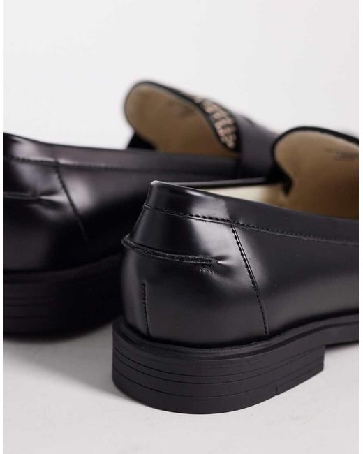 ASOS Black Two Tone Penny Loafers With Raffia Detailing for men
