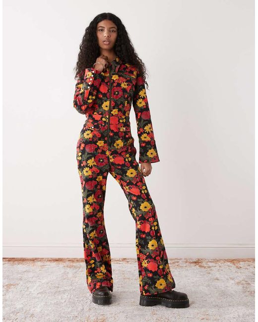 Wrangler Red Retro Denim Jumpsuit