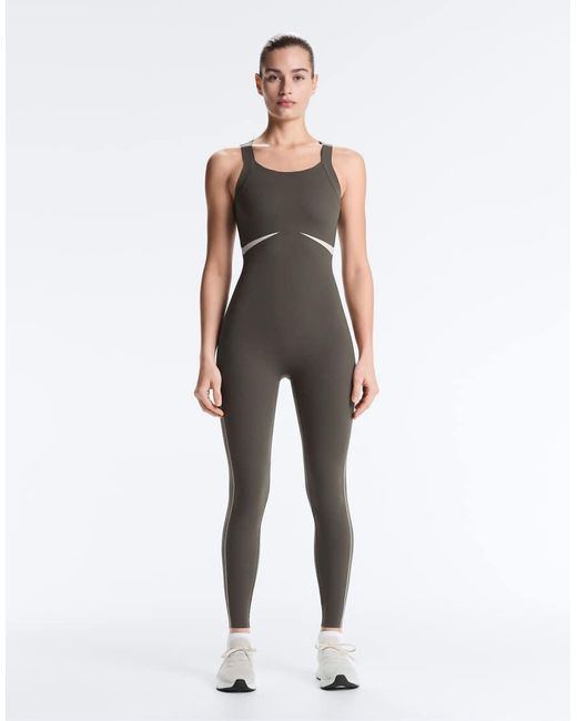 Oysho Gray Compressive Reflective Jumpsuit