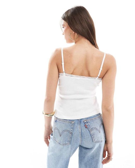 Superdry White Essential Lace Trim Cami Top