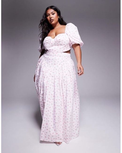 Curve - jupe longue d'ensemble en satin ASOS en coloris Purple