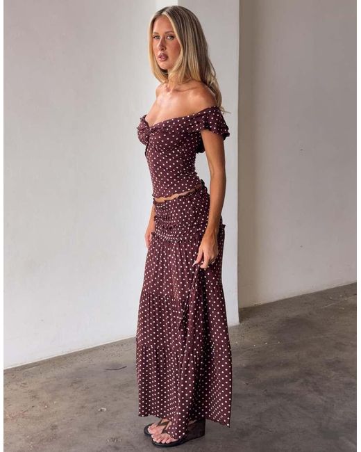 Tiger Mist Brown Denali Off Shoulder Top