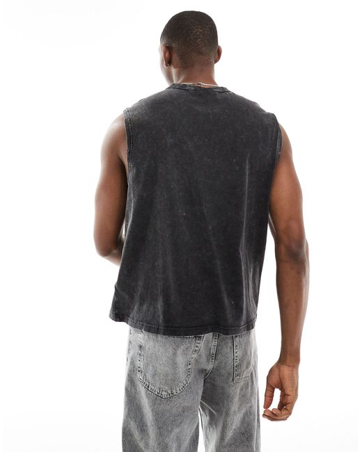 Weekday Black Boxy Fit Tank Top for men