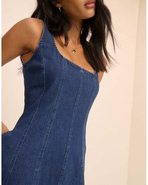 Nobody's Child Blue Dark Wash Denim Rowe Midi Dress