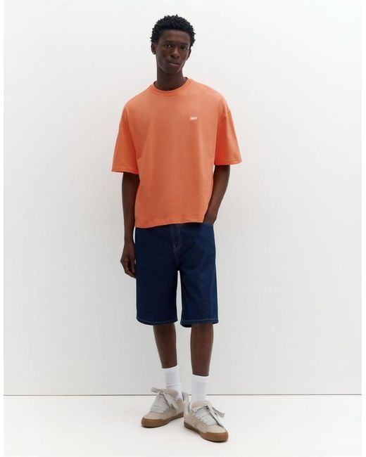 Pull&Bear Orange Stwd Logo Boxy Oversized T-Shirt for men