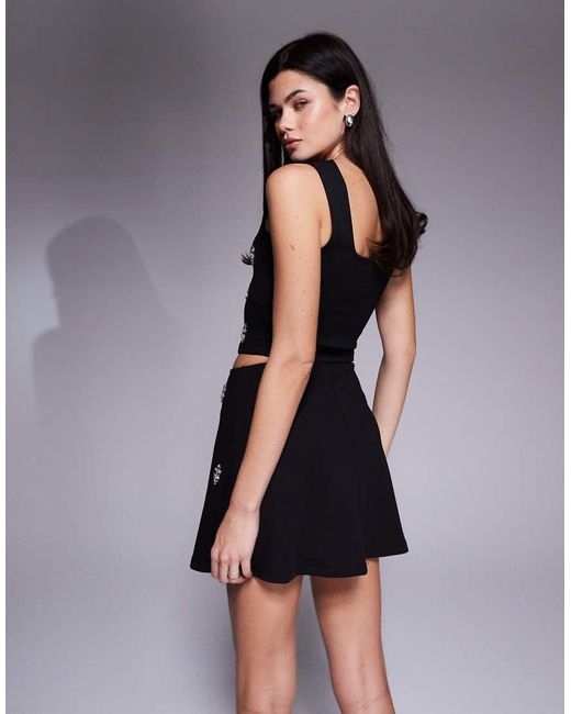 New Look Black Co-ord Embellished Velvet Mini Skirt