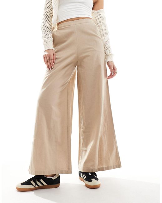 Pantalon ample en lin mélangé léger - crème French Connection en coloris Natural