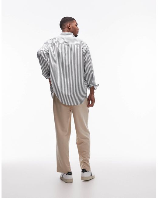 Topman – premium – weite interlock-jogginghose in White für Herren