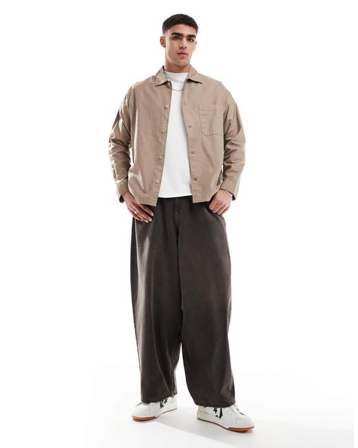 Jack & Jones Premium – kastige hemdjacke in Natural für Herren