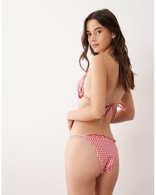 Peek & Beau Red Triangle Bikini Top With Bow Detail