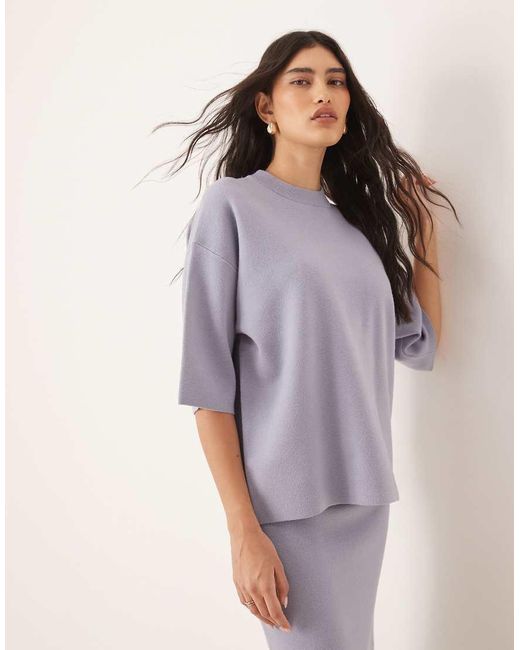ASOS Gebreid T-Shirt Met Structuur in het Purple
