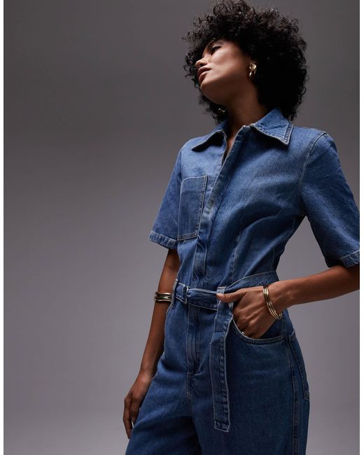 Mango Blue – kurzärmliger oversize-jumpsuit
