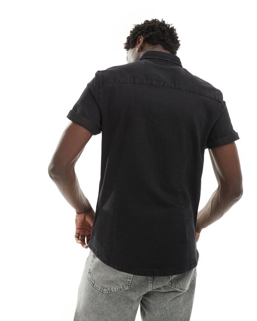 Camicia slim di ASOS in Black da Uomo