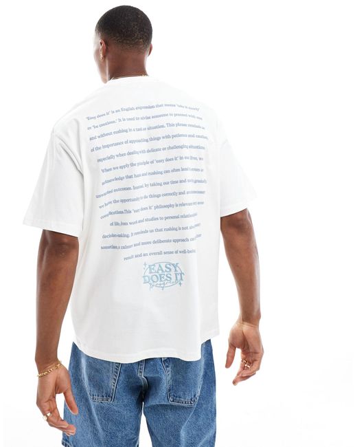 Pull&Bear White Easy Backprinted T-shirt for men