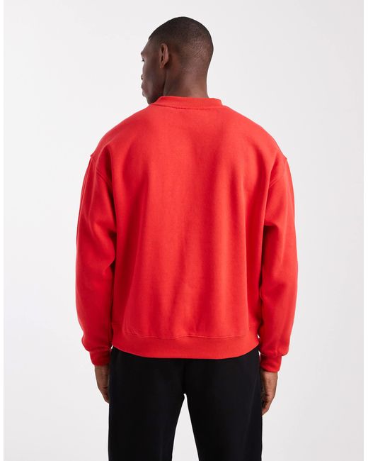 Cotton On Red Cotton On Boxy Fit Crew Neck Sweatshirt for men