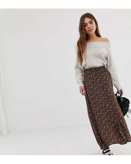Pull&Bear Maxi Skirt in Brown | Lyst UK