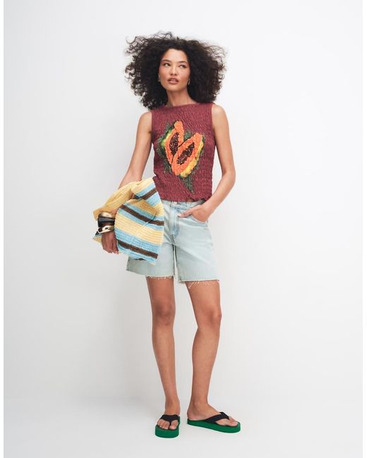 ASOS Brown Shirred Vest With Papaya Graphic