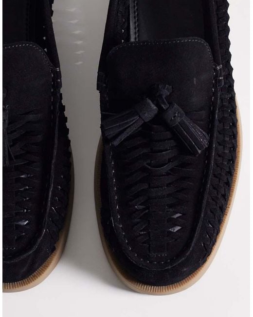 ASOS Blue Woven Tassel Loafers for men