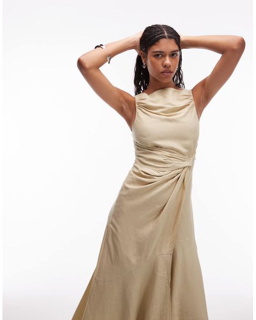 & Other Stories White Drapey Midaxi Dress With Asymmetric Flutter Hem