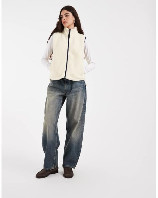 Levi's Natural Morrison Sherpa Funnel Neck Zip Up Gilet