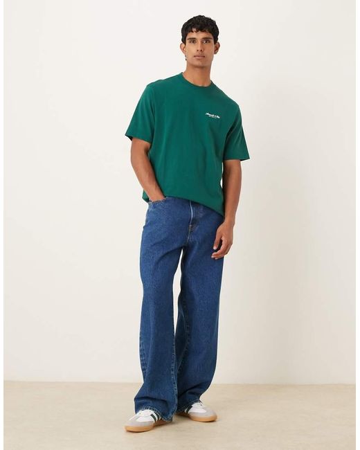 T-Shirt Premium A Maniche Corte Con Logo Sul Petto di Abercrombie & Fitch in Green da Uomo