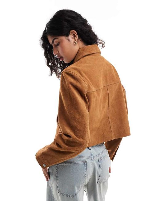 Chaqueta Color Tostado Con Cuello De Solapas De Ante De -Marrón ASOS de color Brown