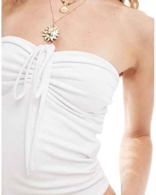 Hollister White Tie Front Halterneck Tube Top