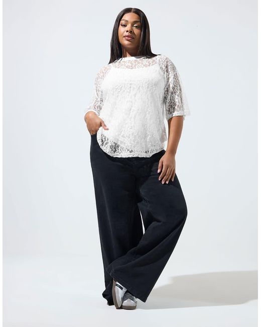 Yours Clothing White Lace T-Shirt