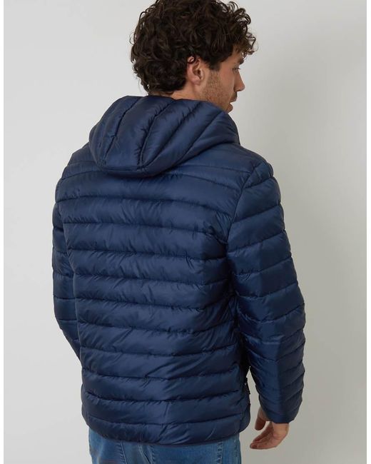 Threadbare Blue Matte Finish Padded Hooded Jacket for men
