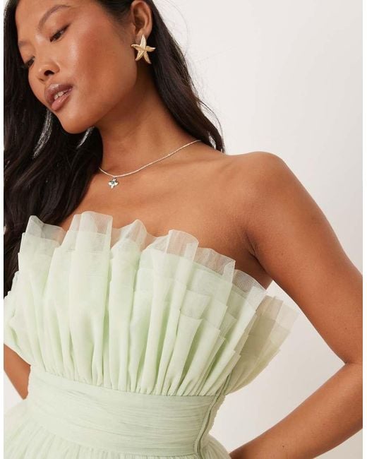 LACE & BEADS Bandeau Mini-Jurk Met Structuur in het Green