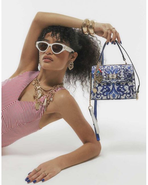 River Island Metallic Mini Floral Tote Cross Body Bag