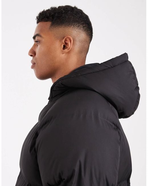 ASOS Black Longline Puffer Jacket for men