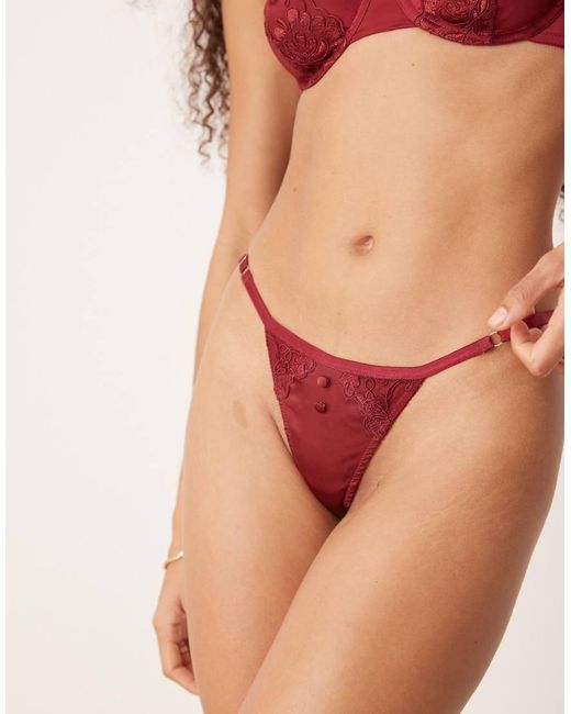 KAT THE LABEL Pink Dylan Satin Lace Thong