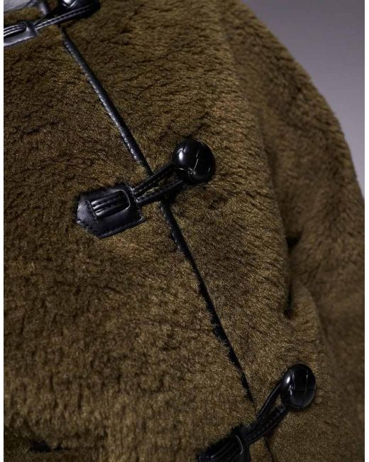 River Island Brown Borg Button Through Duffle Coat