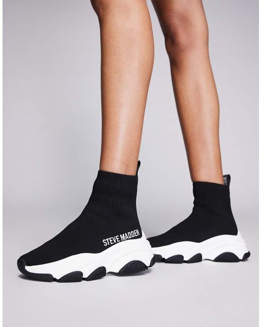 Steve Madden White Prodigy Sock Trainers