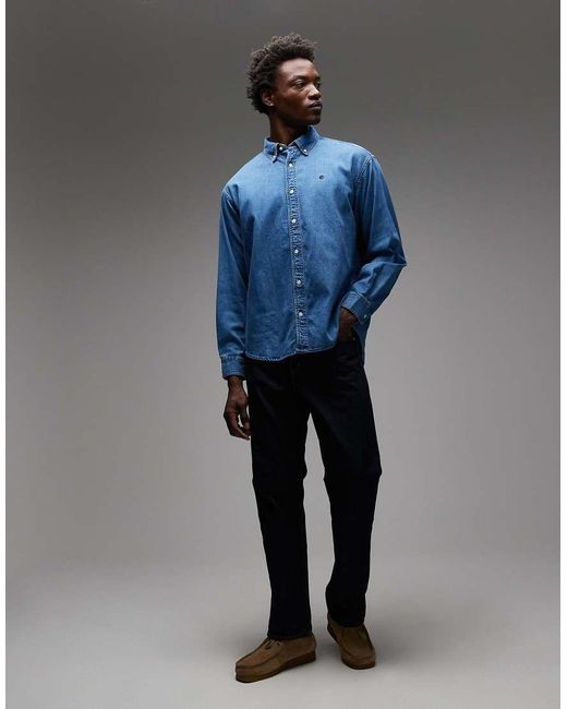 Carhartt Blue Lucas Long Sleeve Denim Shirt for men