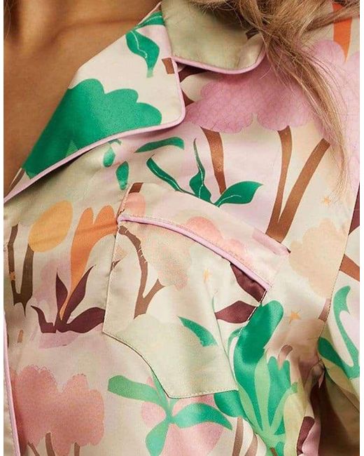 Playful Promises Multicolor Alja Horvat Abstract Print Long Sleeve Satin Pj Top