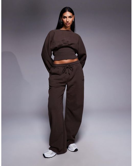 Kaiia Women's Gray Exclusive Cotton Rich Extreme Oversized Sleeve Cinched Waist Sweatshirt Co-Ord