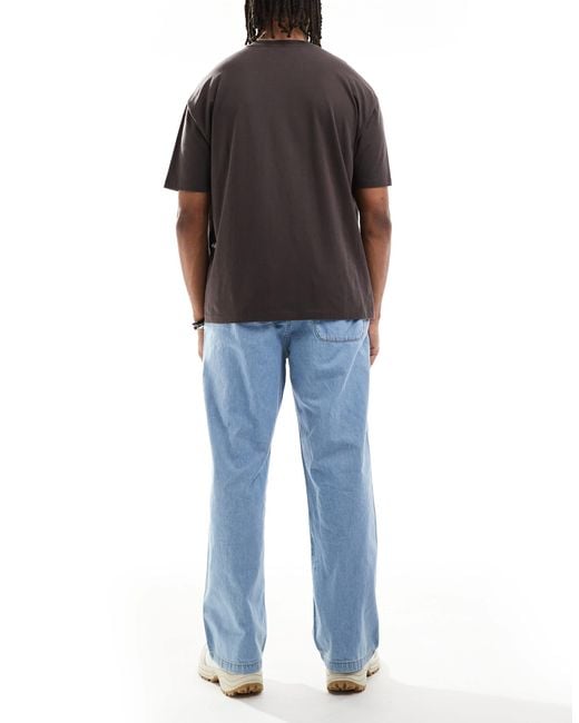 Jack & Jones Blue Dave Wide Fit Drawstring Light Weight Jeans for men