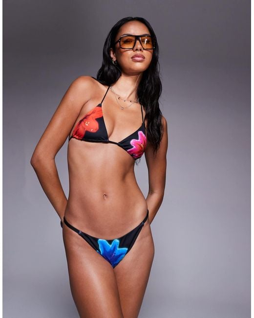 ASOS Blue – pamela – triangel-bikini-oberteil mit blumen-print