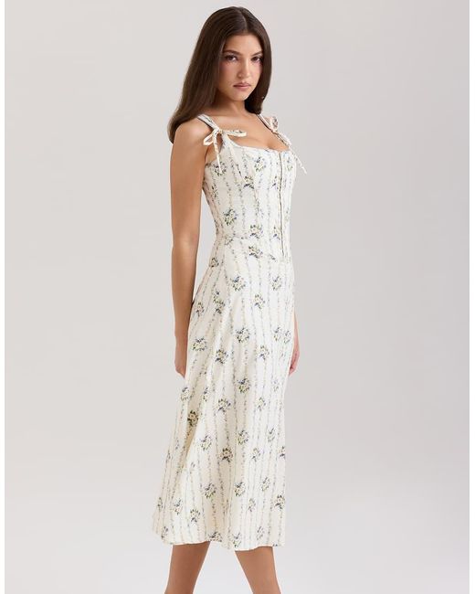 House Of Cb White Dionne Stretch Cotton Midi Dress