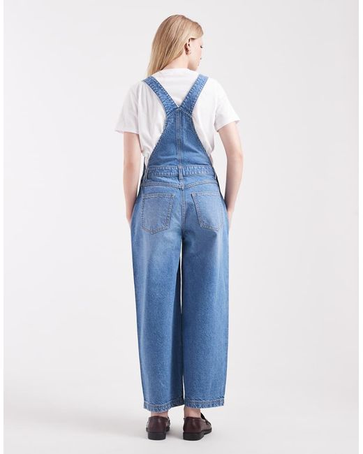 Miss Selfridge Blue Barrel Leg Dungaree