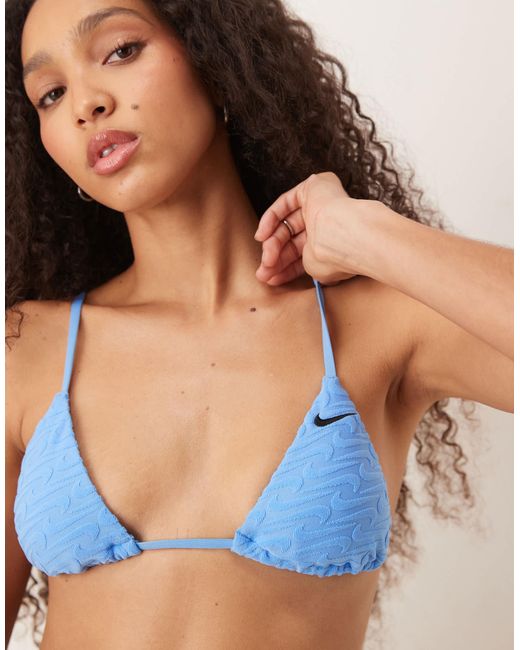 Nike Blue Nike Terry Triangle Bikini Top