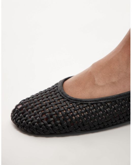 Mango Gray Sling Back Woven Detail Mules