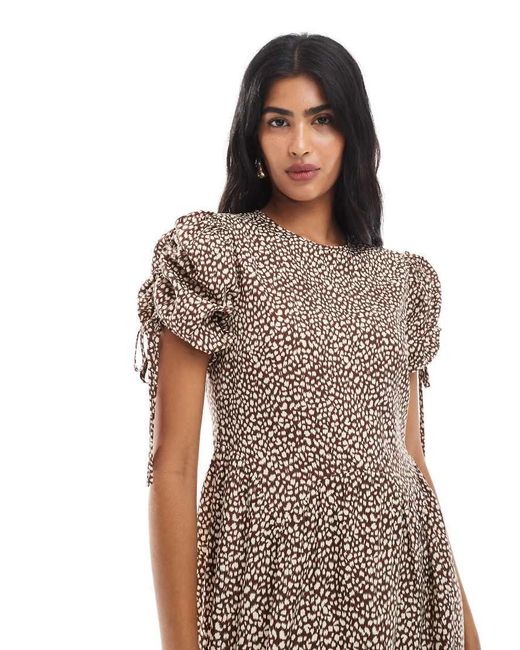 Wednesday's Girl Natural Leopard Print Tie-shoulder Midaxi Dress