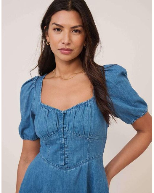 Nobody's Child Blue Denim Tulla Mini Denim Dress