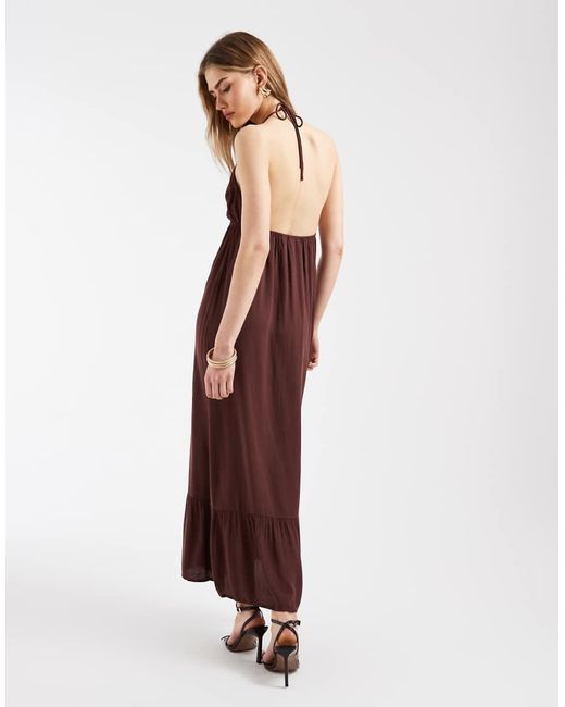 Pieces Purple Crinkle Halter Maxi Dress