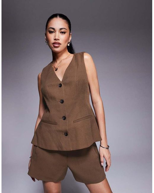 ASOS Gilet Met Peplum in het Brown